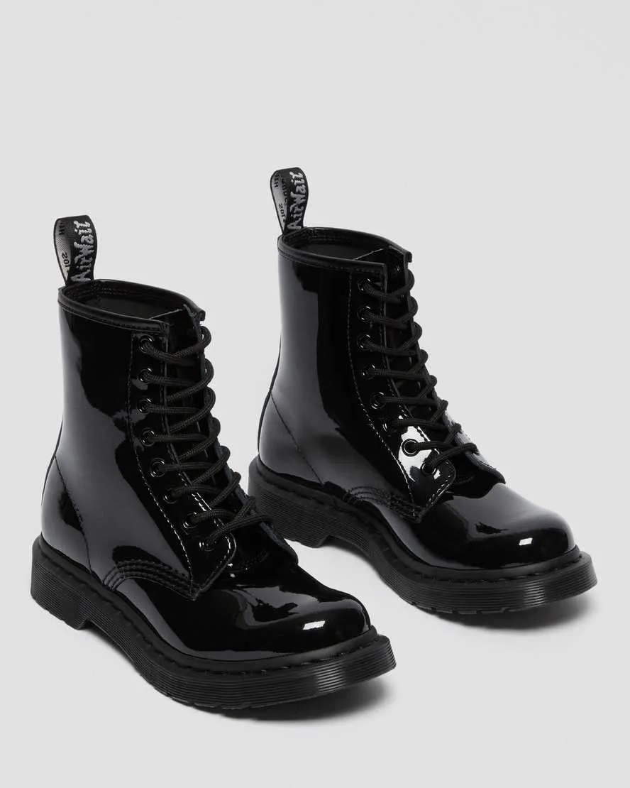 1460 Mono Black Patent Leather Lace Up Boots