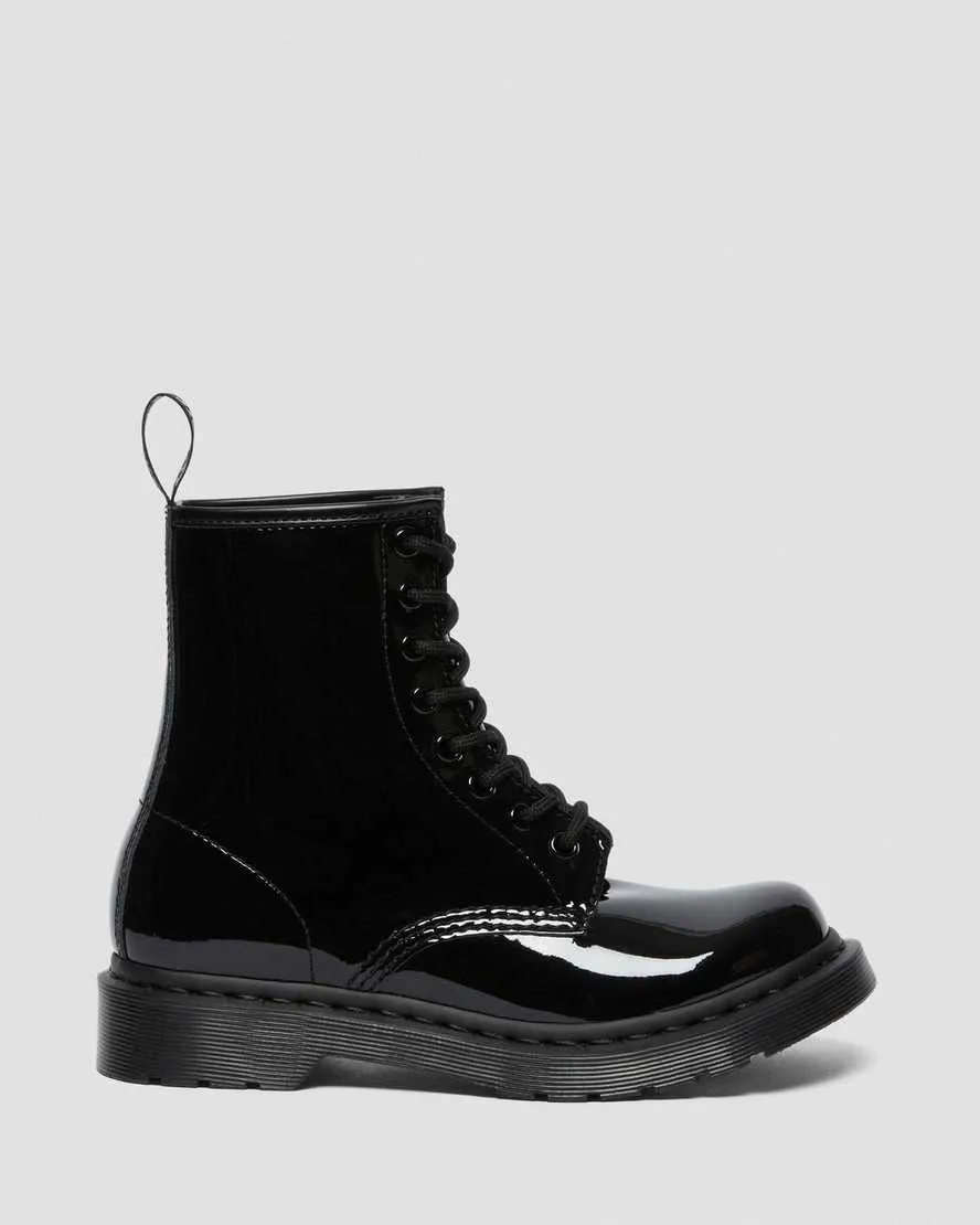 1460 Mono Black Patent Leather Lace Up Boots