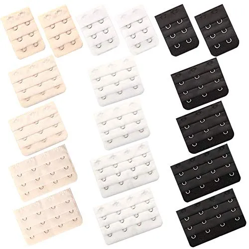 18 Pcs Bra Extenders 2 Hooks/3 Hooks/4 Hooks,Women's Back Bra Connection Extensions Buckle （Beige/Black/White）