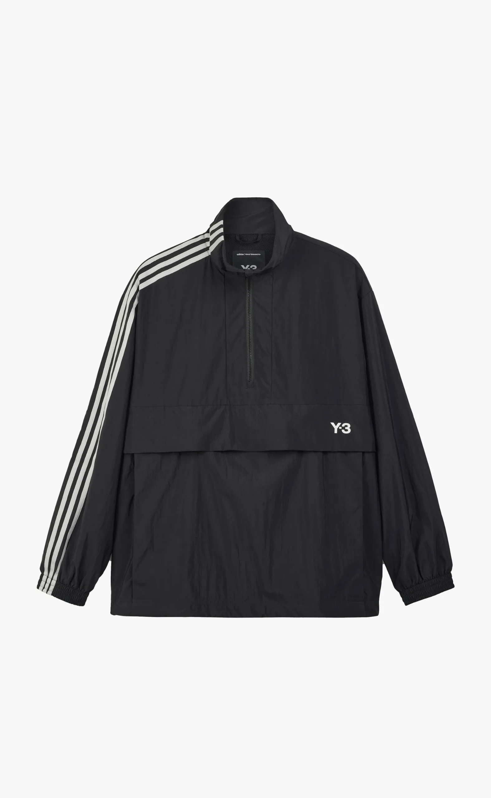 3-STRIPES NYLON SHELL HALF ZIP BLACK JACKET