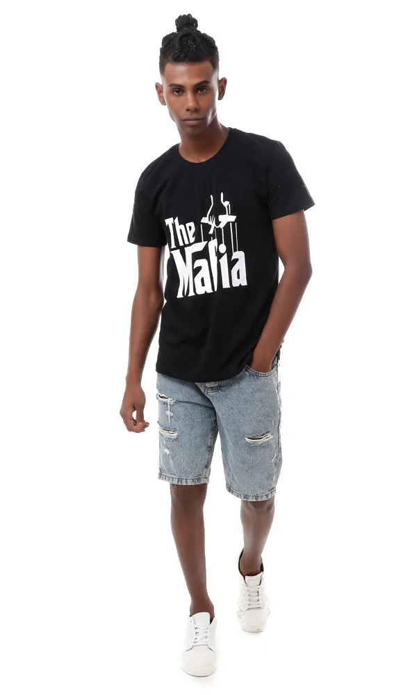 93102 Slip On Printed "The Mafia" Black T-Shirt