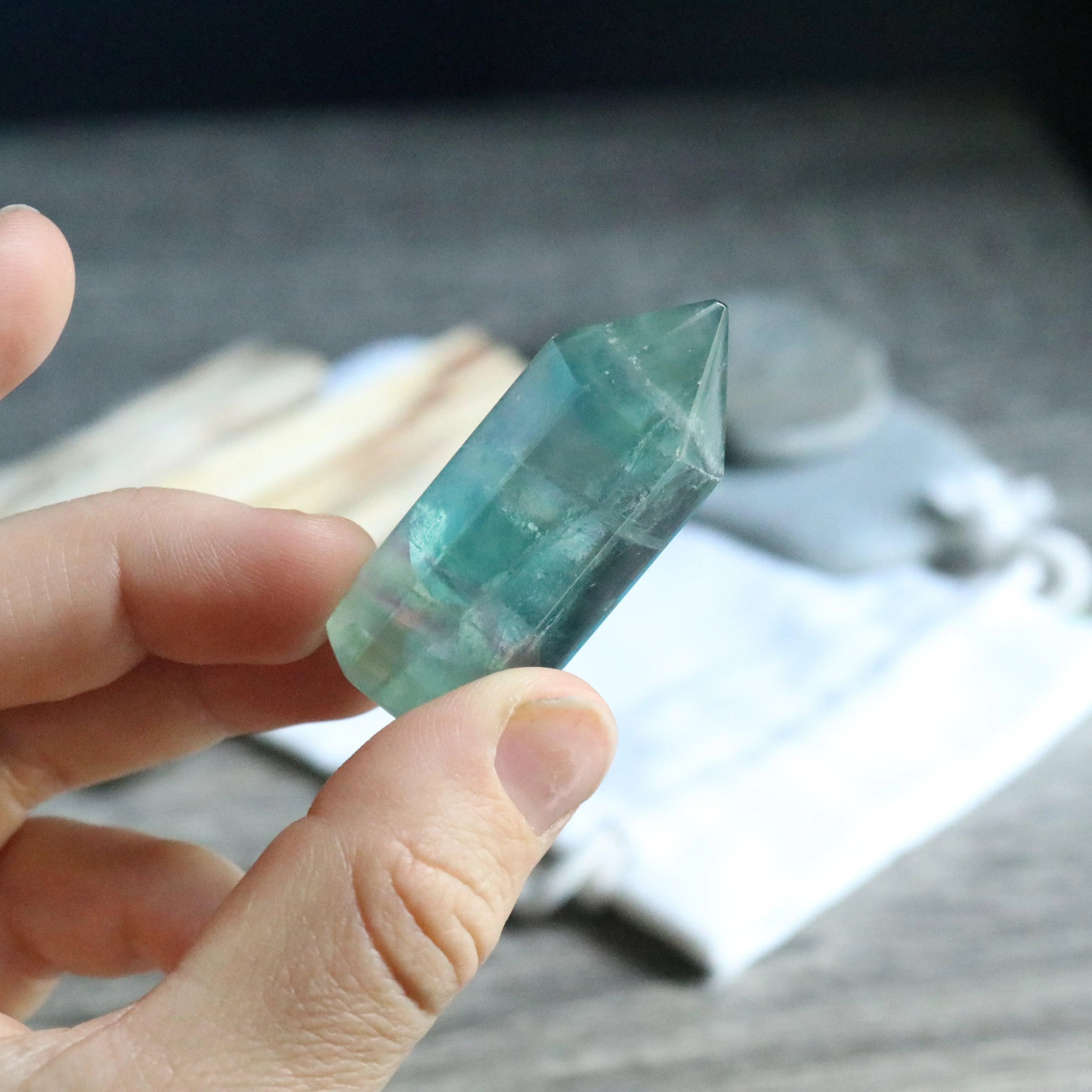 AA Grade Stunning Blue~ Rainbow Fluorite Polished Point