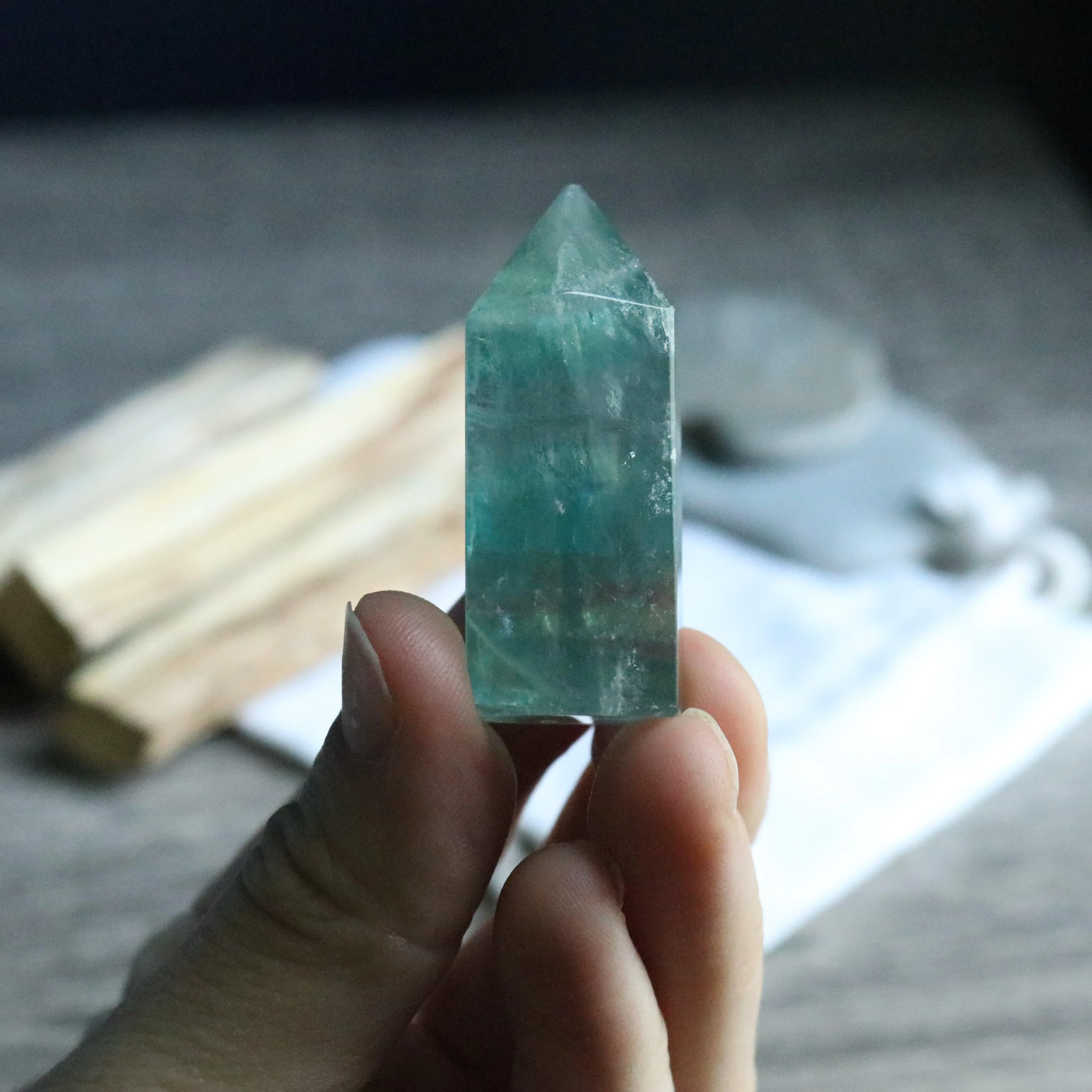 AA Grade Stunning Blue~ Rainbow Fluorite Polished Point