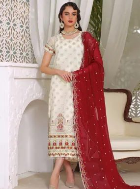 Aaina By Awwal Embroidered Chiffon Unstitched 3 Piece Suit - 01 AAQS