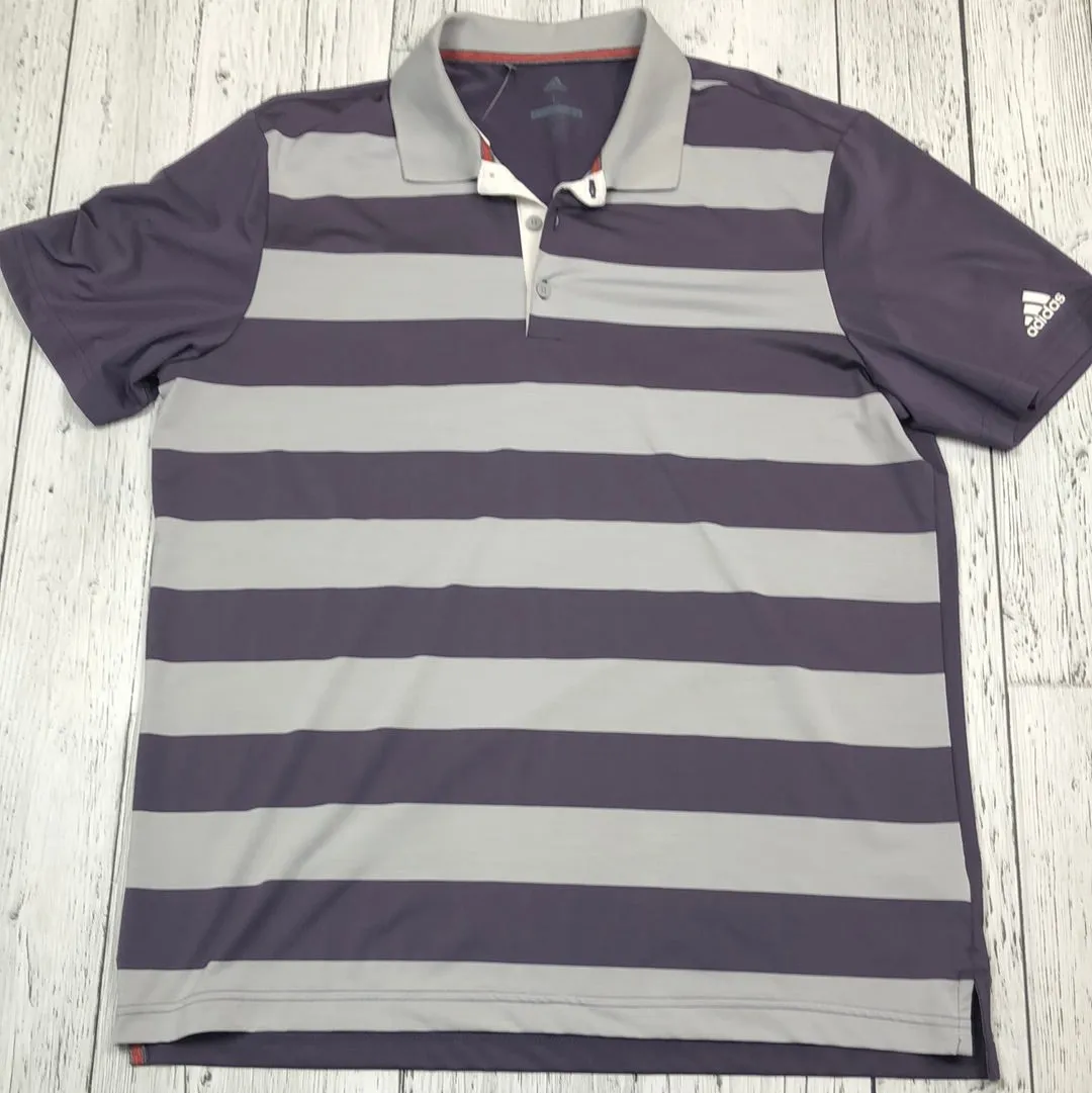 Adidas Purple Golf Striped Polo Shirt - His L