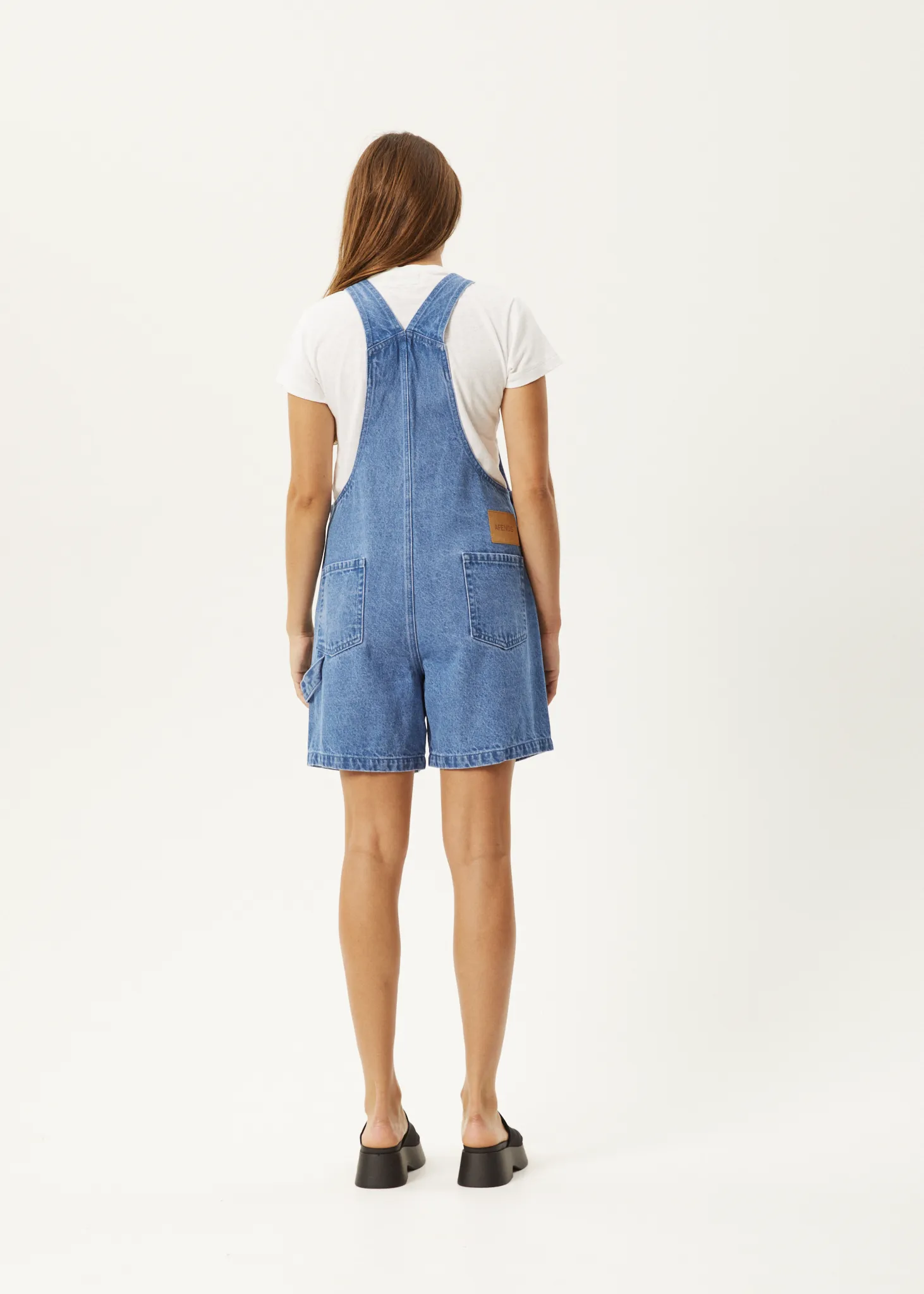 AFENDS Womens Lewi - Short Overalls - Worn Blue