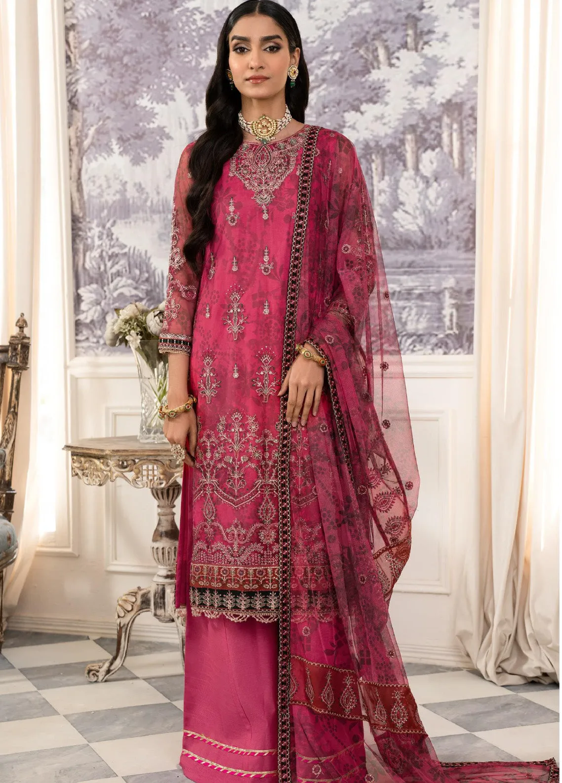 Afsanah by Zarif Embroidered Net 3 Piece Unstitched Suit ZF24AF ZAF-05 JHOOM