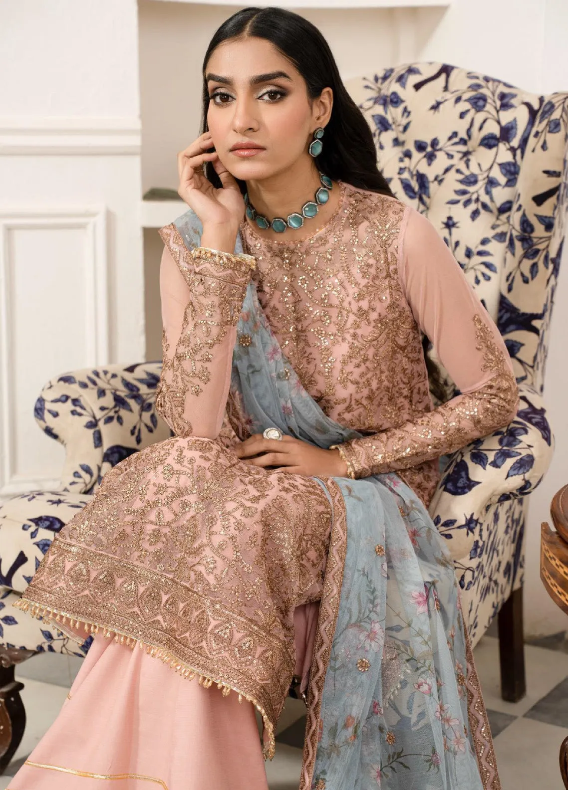 Afsanah by Zarif Embroidered Net 3 Piece Unstitched Suit ZF24AF ZAF-08 HASEEN