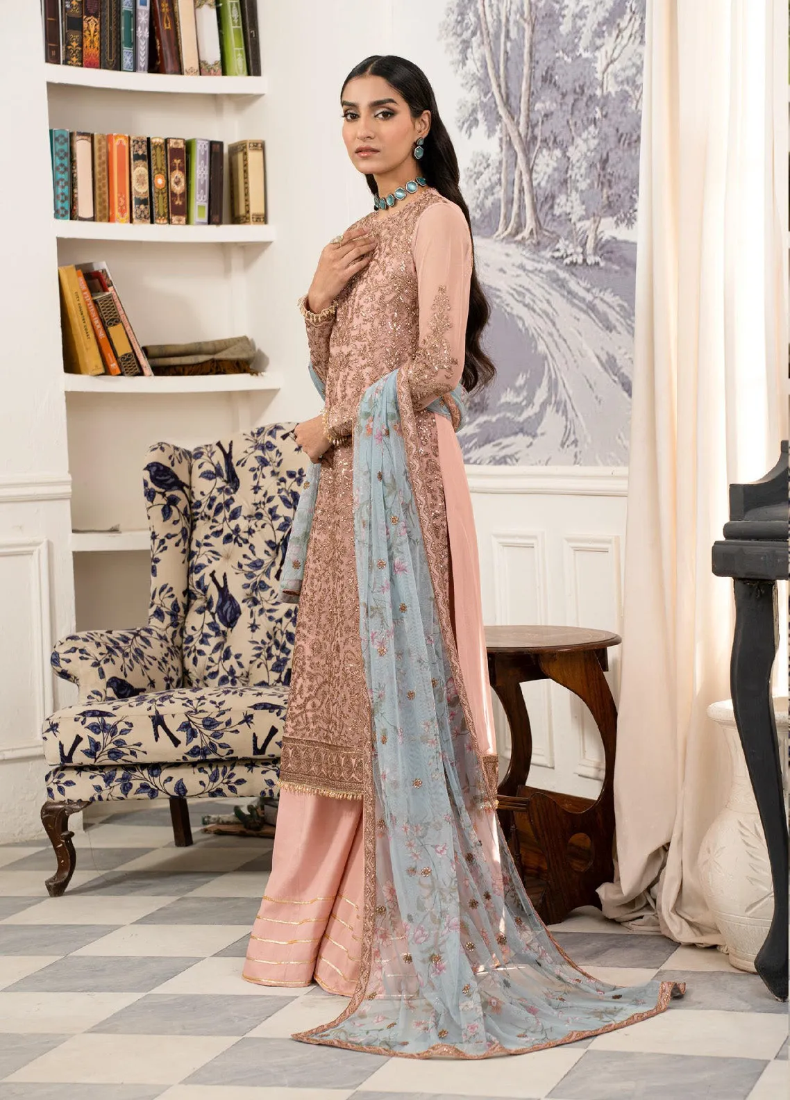 Afsanah by Zarif Embroidered Net 3 Piece Unstitched Suit ZF24AF ZAF-08 HASEEN