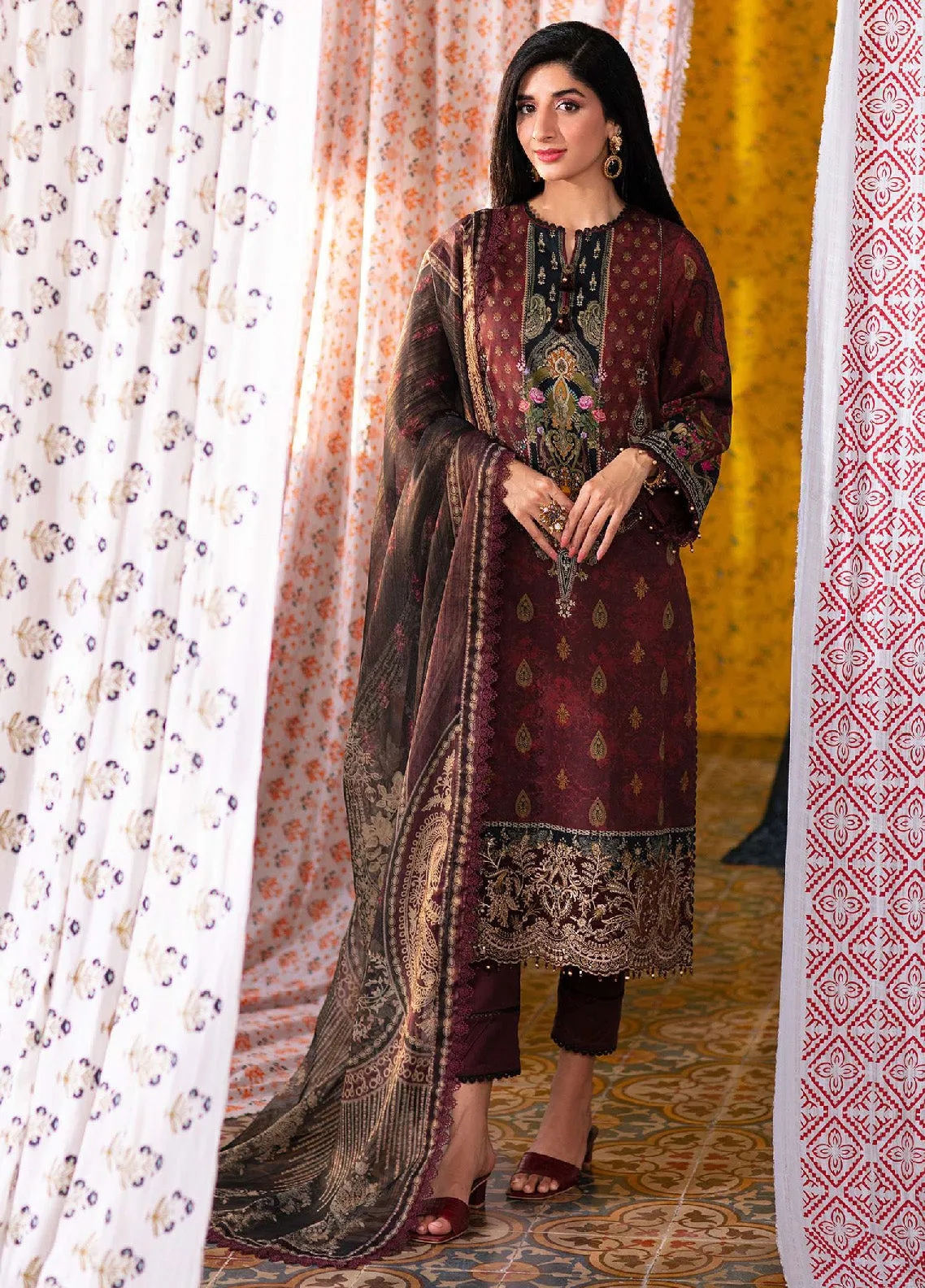 Aira By Asim Jofa Embroidered Lawn Unstitched 3 Piece Suit - AJ24AP AJAR-19