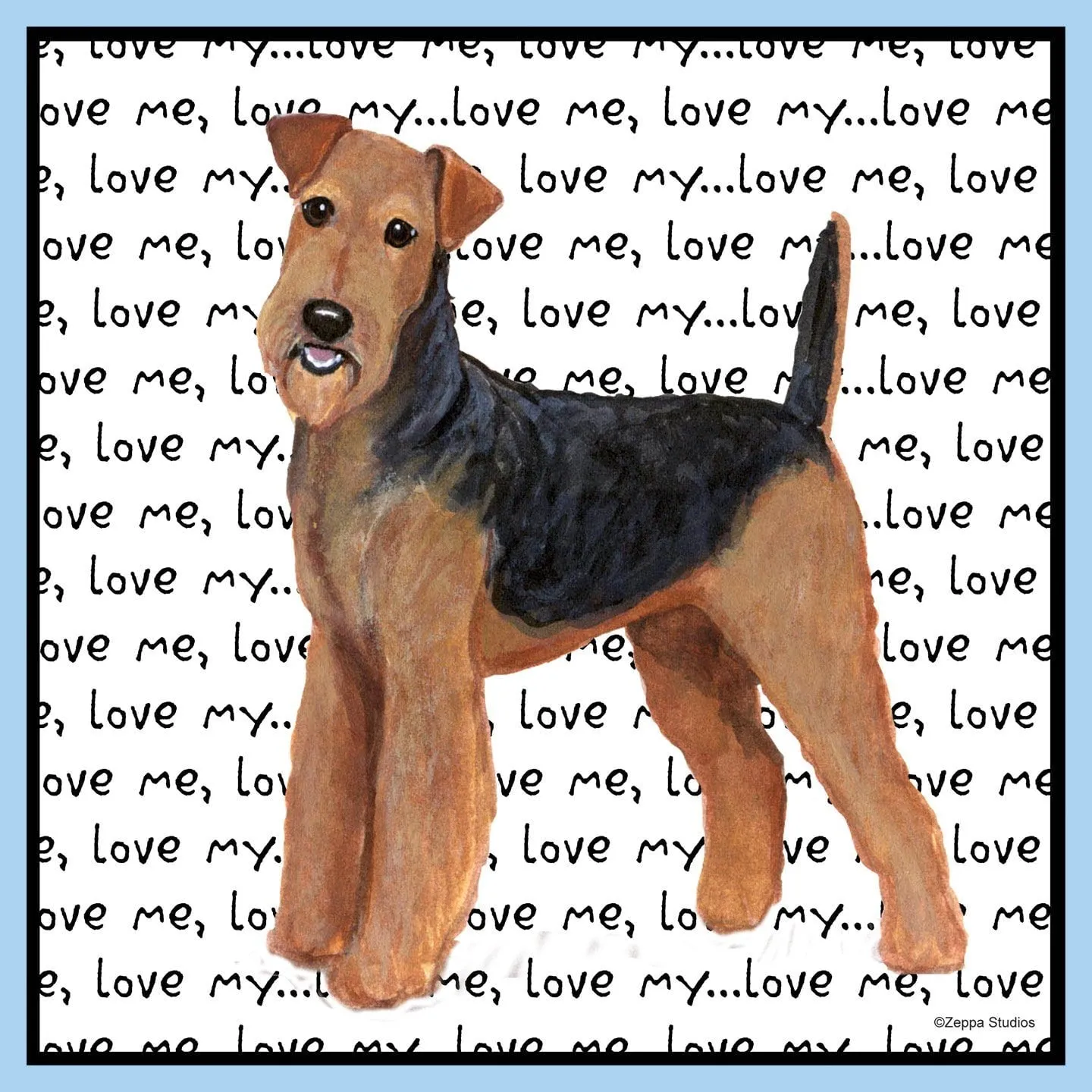 Airedale Terrier Love Text - Adult Unisex T-Shirt