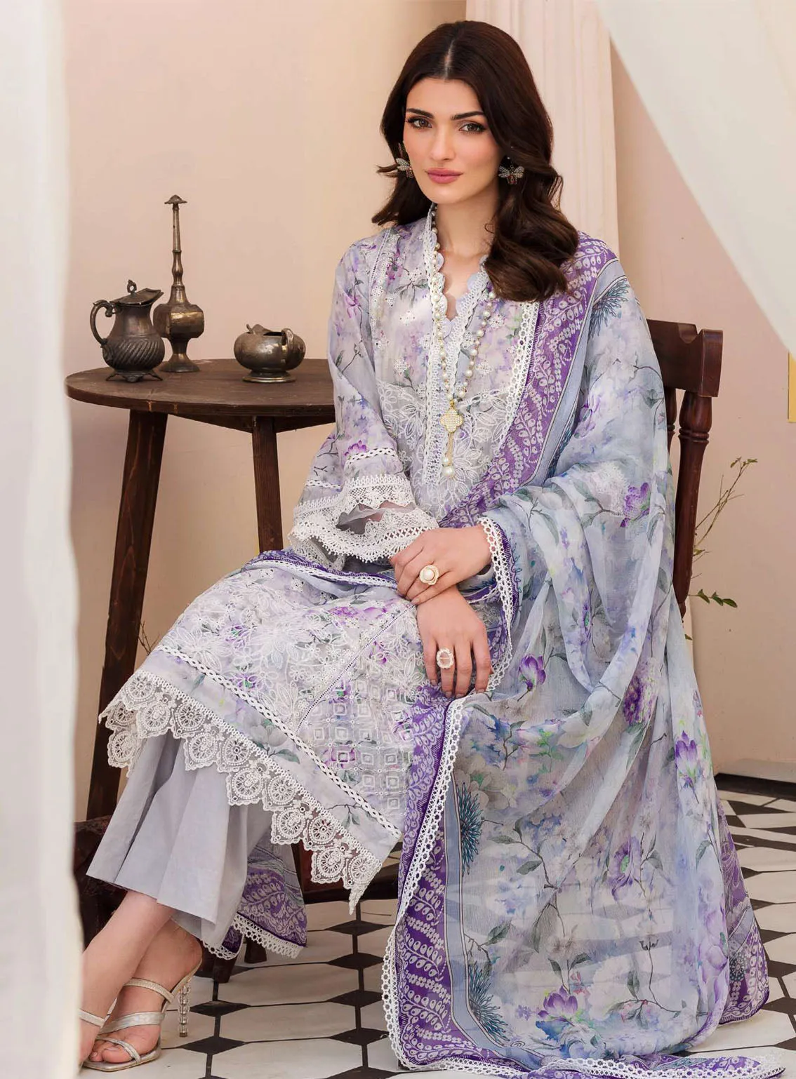 Amal By Motifz Digital Embroidered Lawn 3 Piece Unstitched Suit MT24A 4628-IZMIT