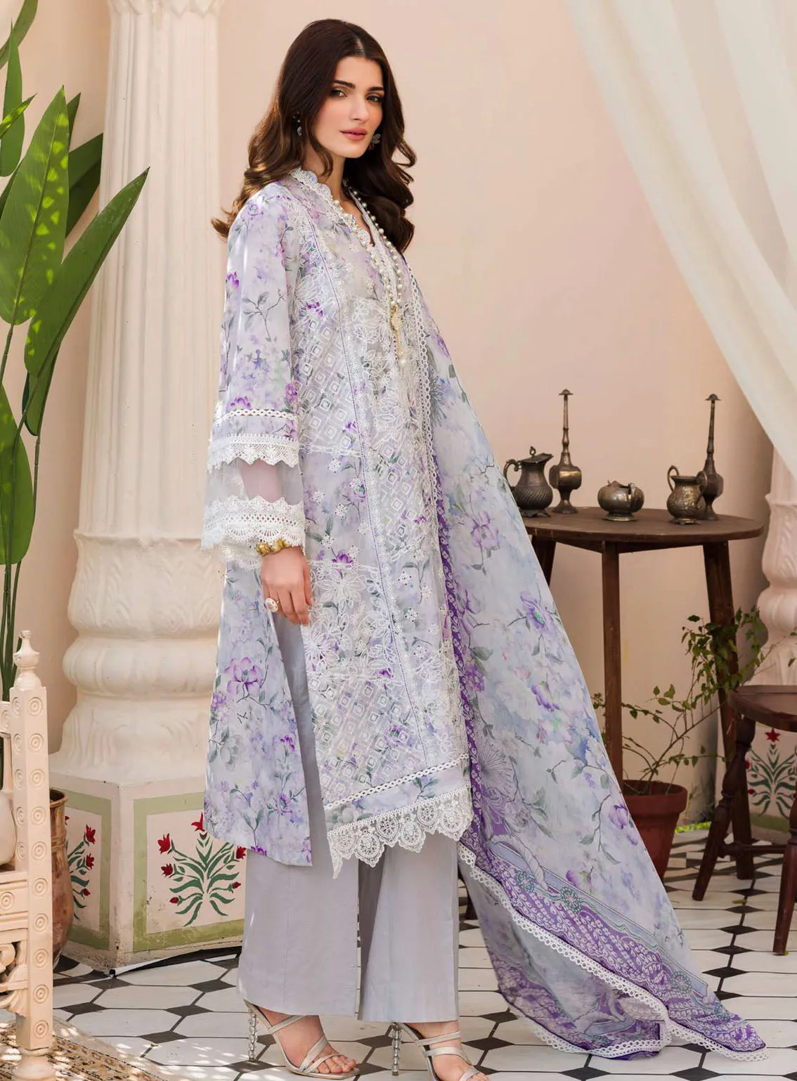 Amal By Motifz Digital Embroidered Lawn 3 Piece Unstitched Suit MT24A 4628-IZMIT