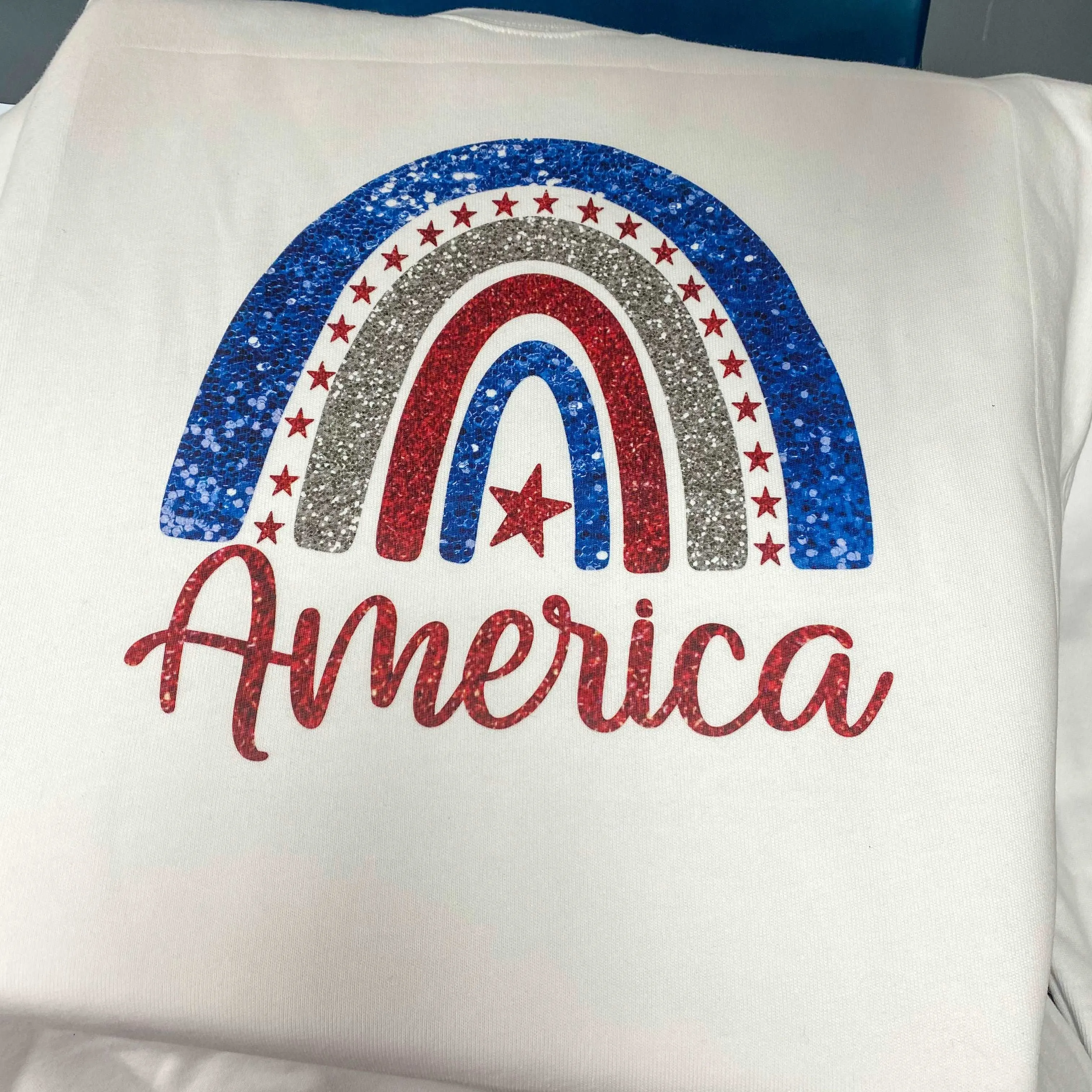 America Rainbow White Tee