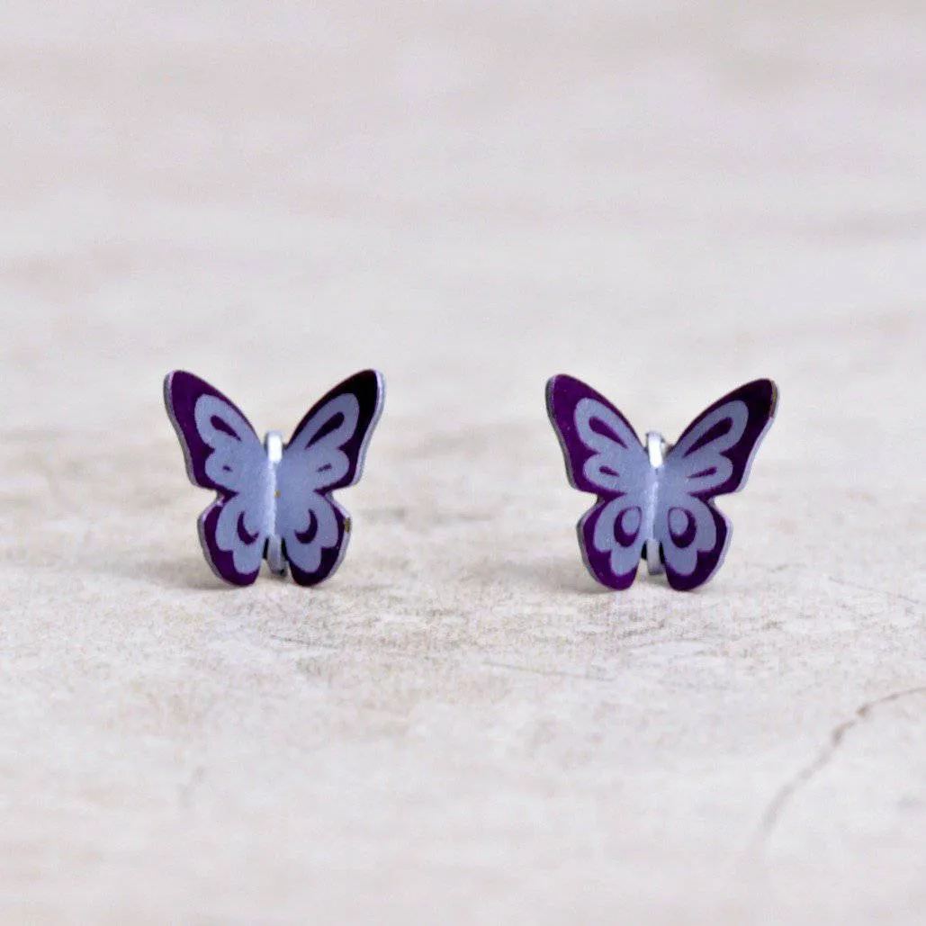 Amethyst Butterfly Post Earrings