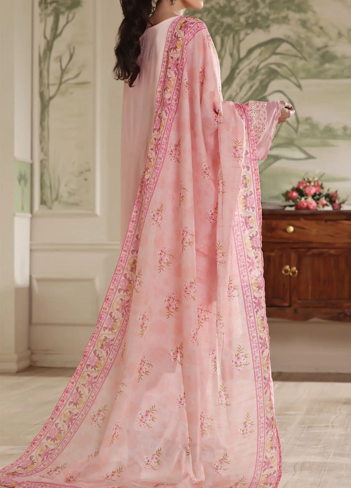 Anmol By VS Textile Embroidered Lawn With Fancy Zari Dupatta 3 Piece Unstitched Suit VS24AELFZD D-1006