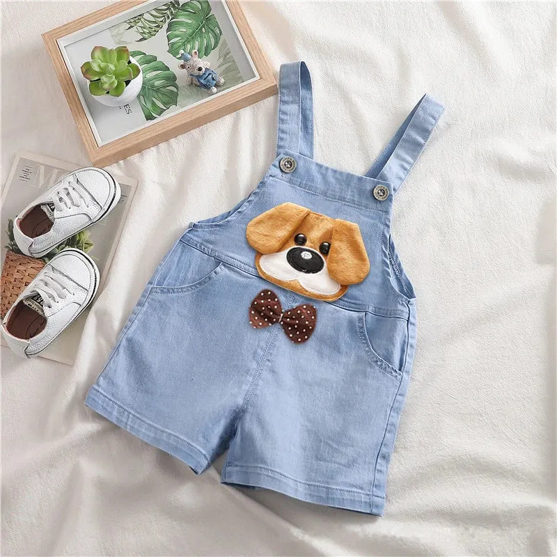 Baby Boy 2024 Short Animal Denim Overalls