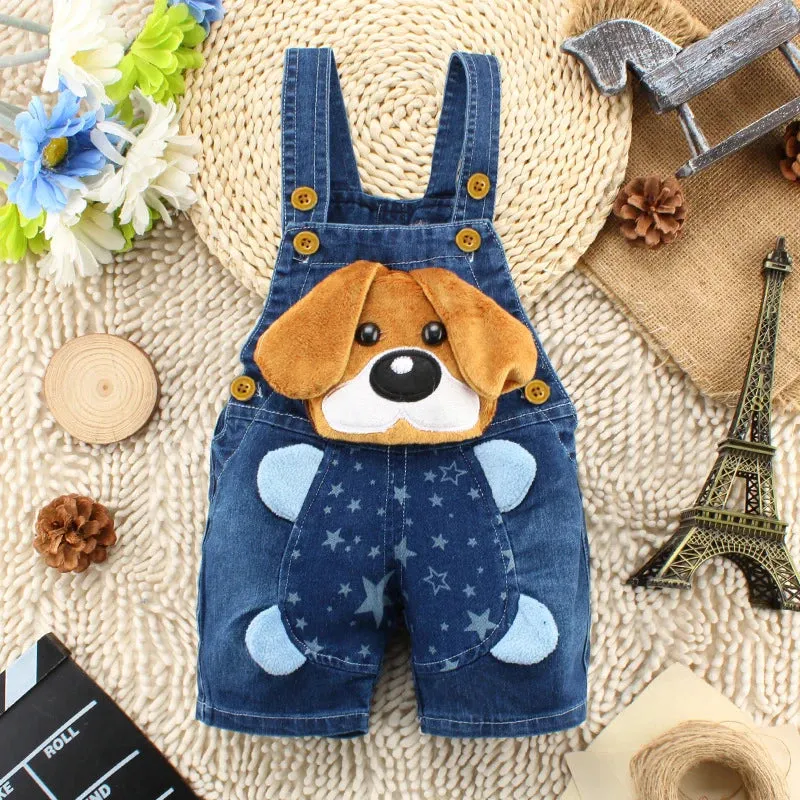 Baby Boy 2024 Short Animal Denim Overalls