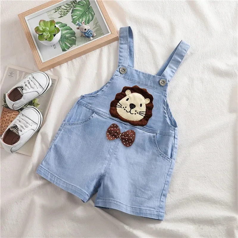 Baby Boy 2024 Short Animal Denim Overalls