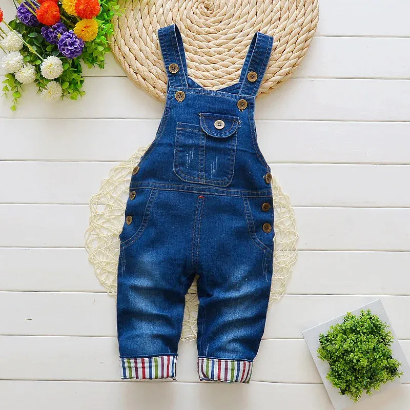 Baby Boys Animal Bear Infant Denim Jumpsuits