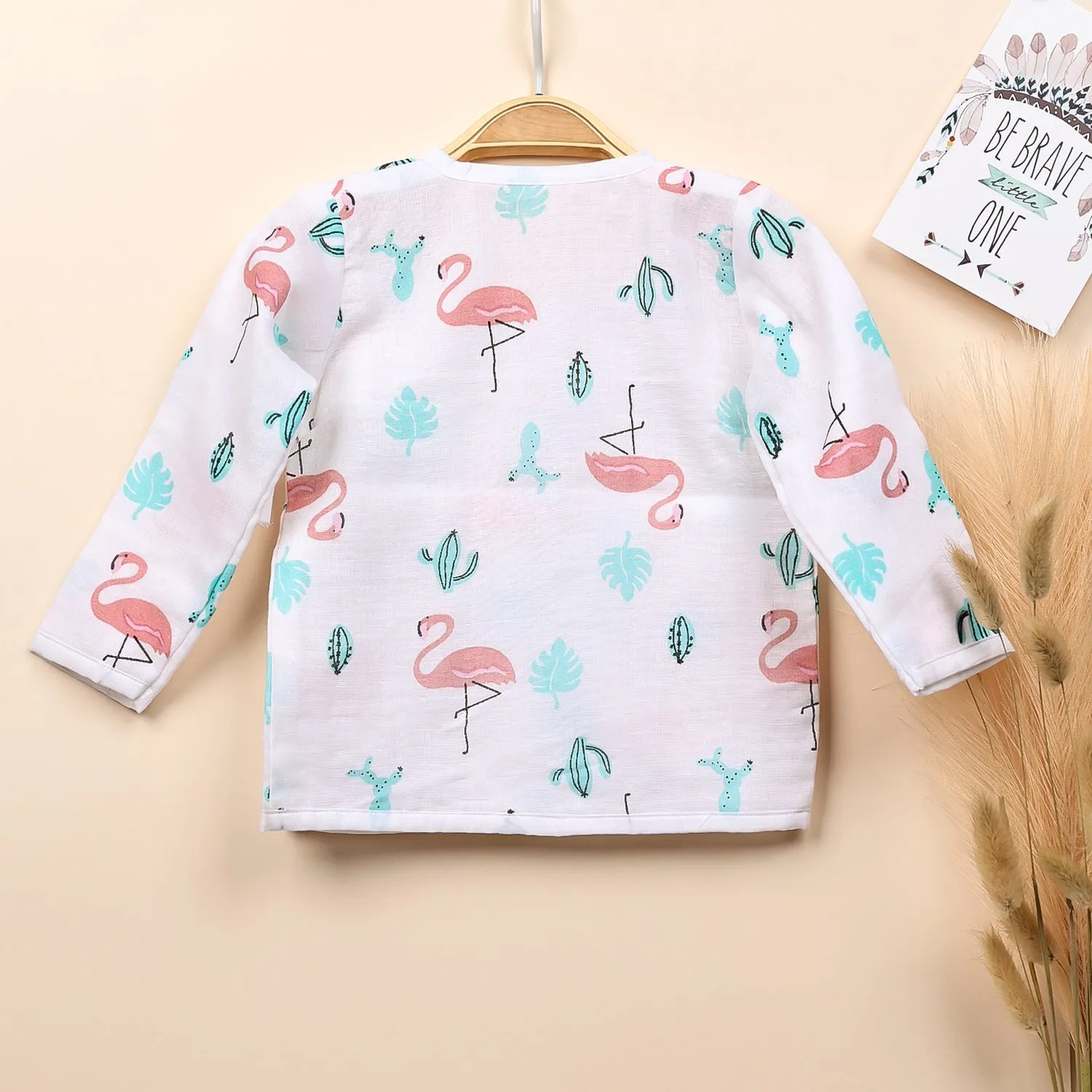 Baby Organic Cotton Front Open Jhabla | Flamingo