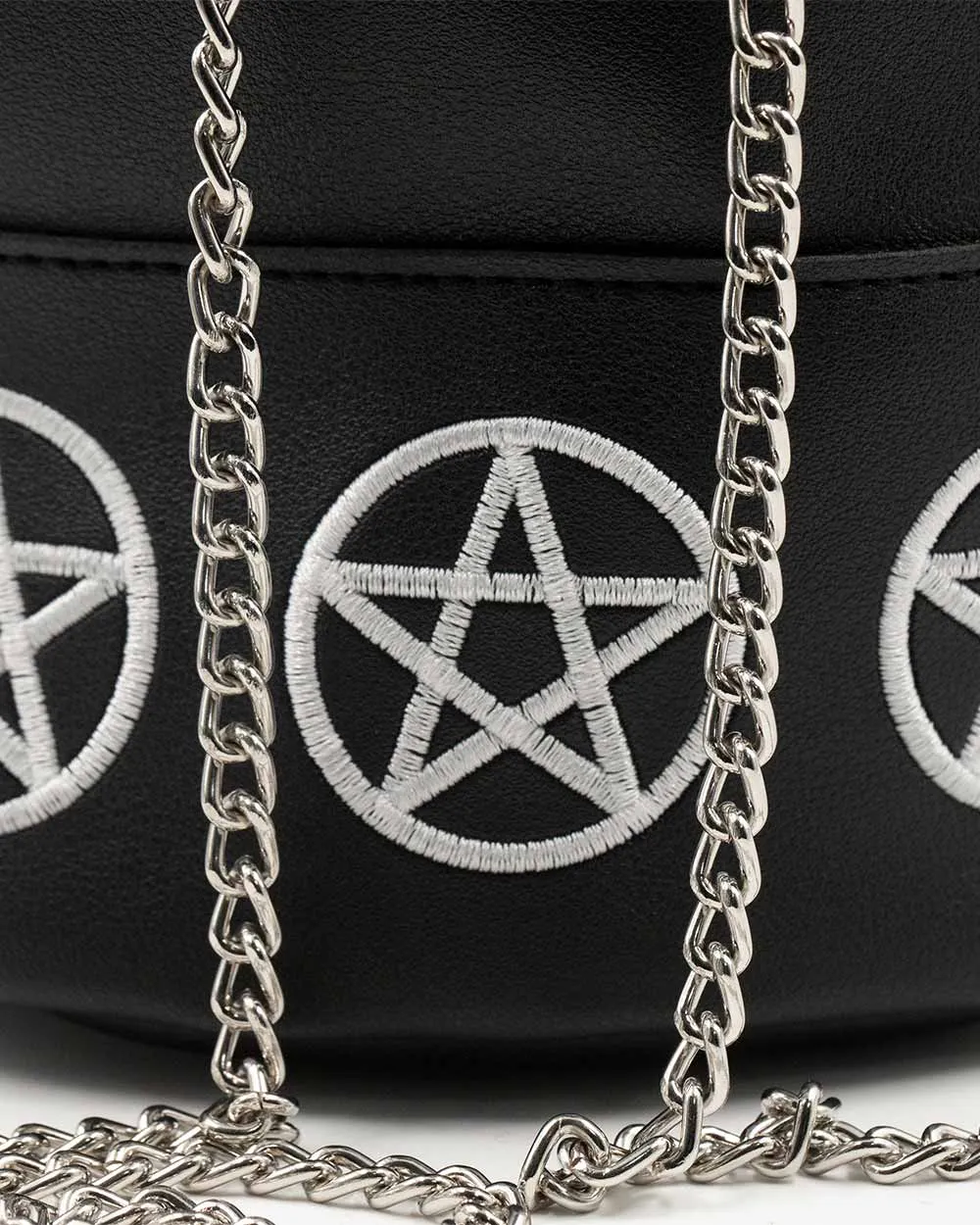 Bag - Bucket Bag W/ Pentagrams Black Sv