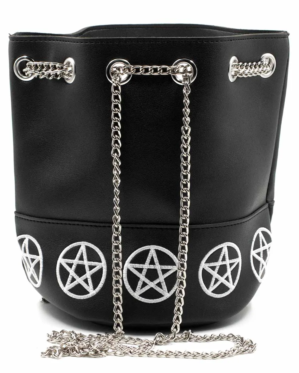 Bag - Bucket Bag W/ Pentagrams Black Sv