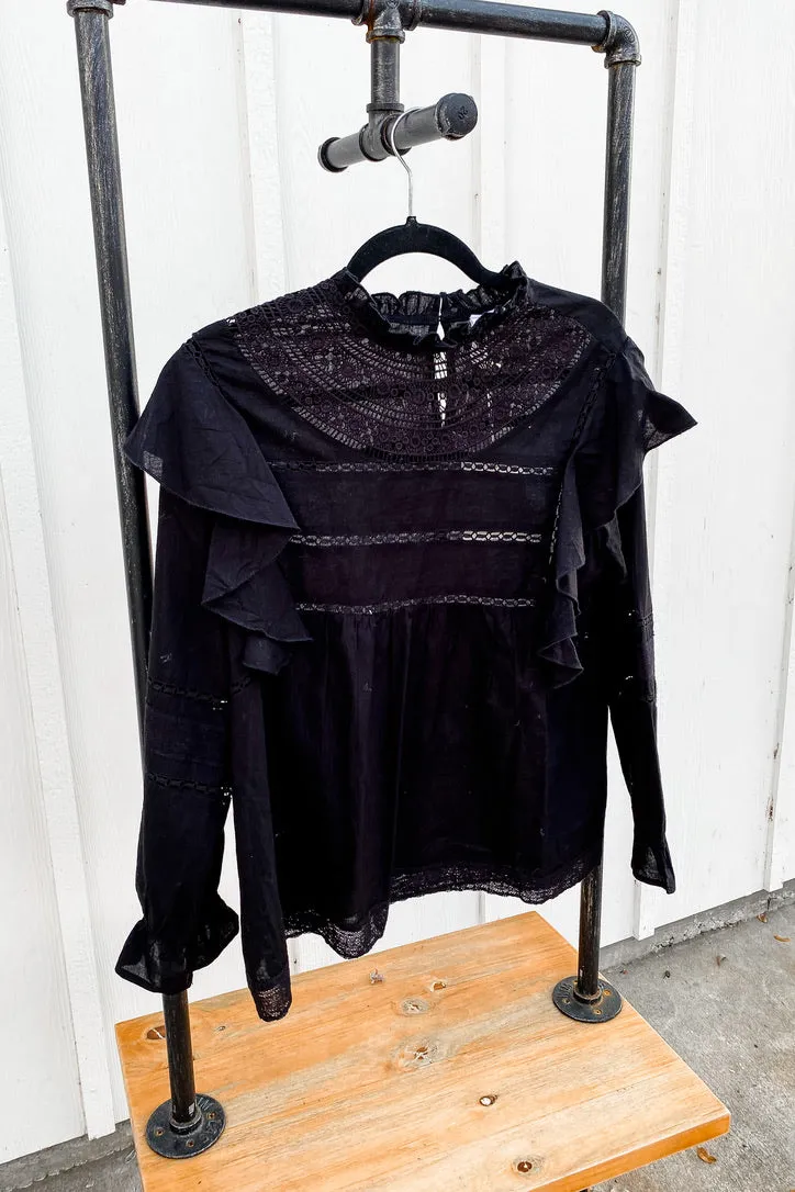 Bailey Black Eyelet Ruffle Top | FINAL SALE