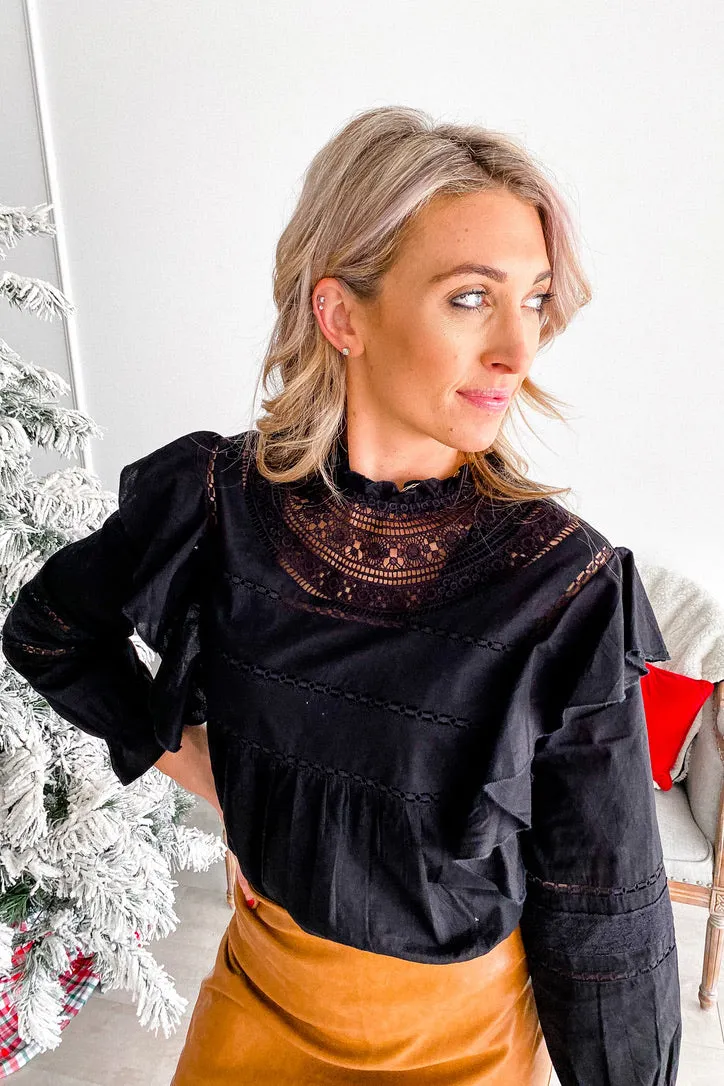 Bailey Black Eyelet Ruffle Top | FINAL SALE