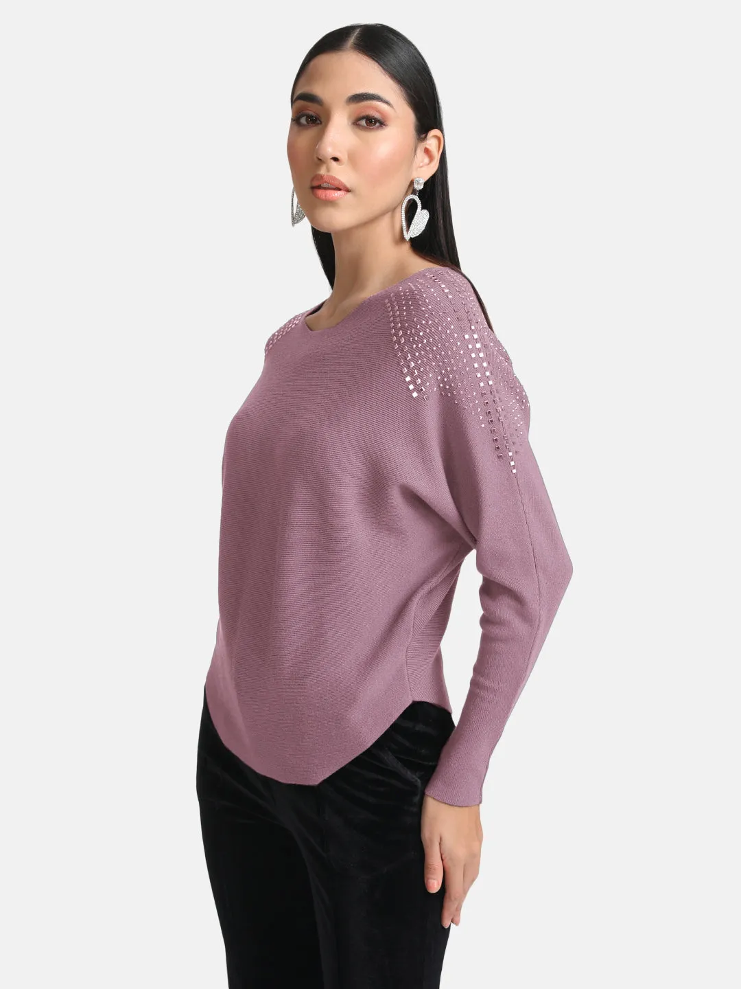 Batwing Pullover With Heat Studs