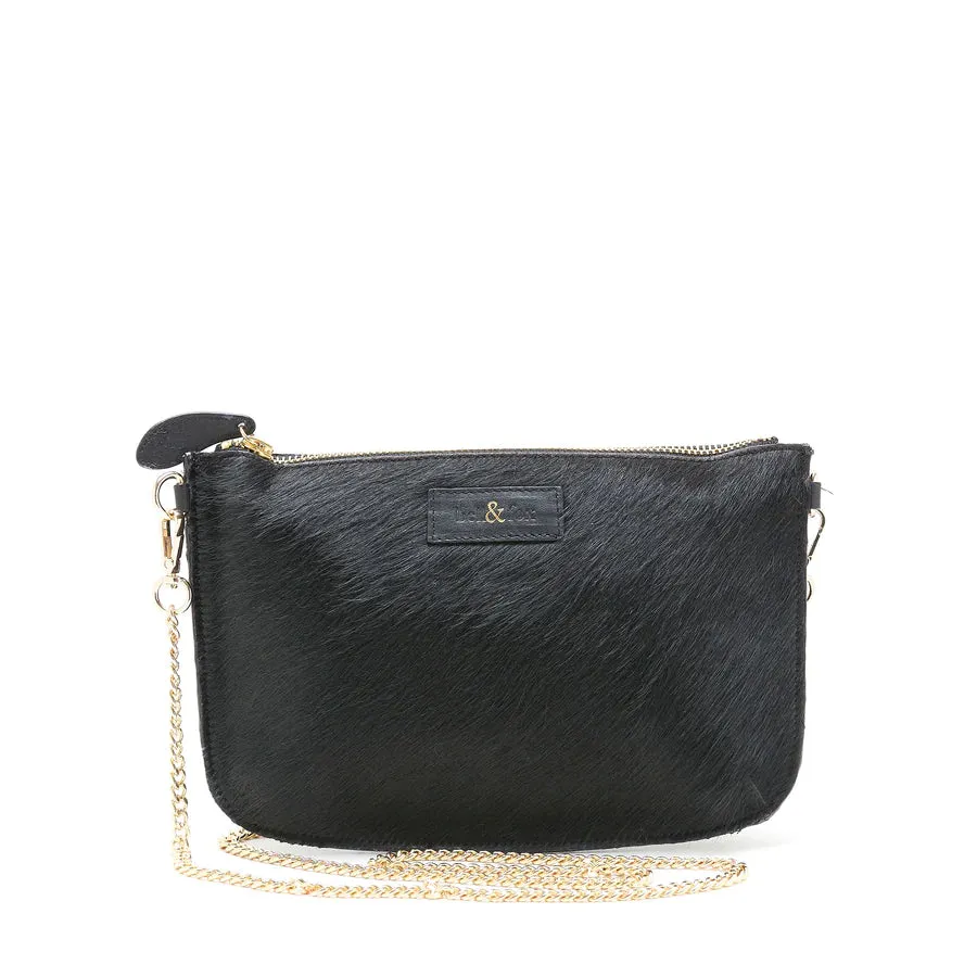 Bell & Fox Izzy Crossbody/Clutch Bag-Black Pony Leather