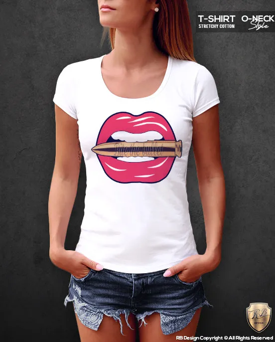 Bite The Bullet Women's Lips T-shirt Ladies Tank Top WD109 Pink