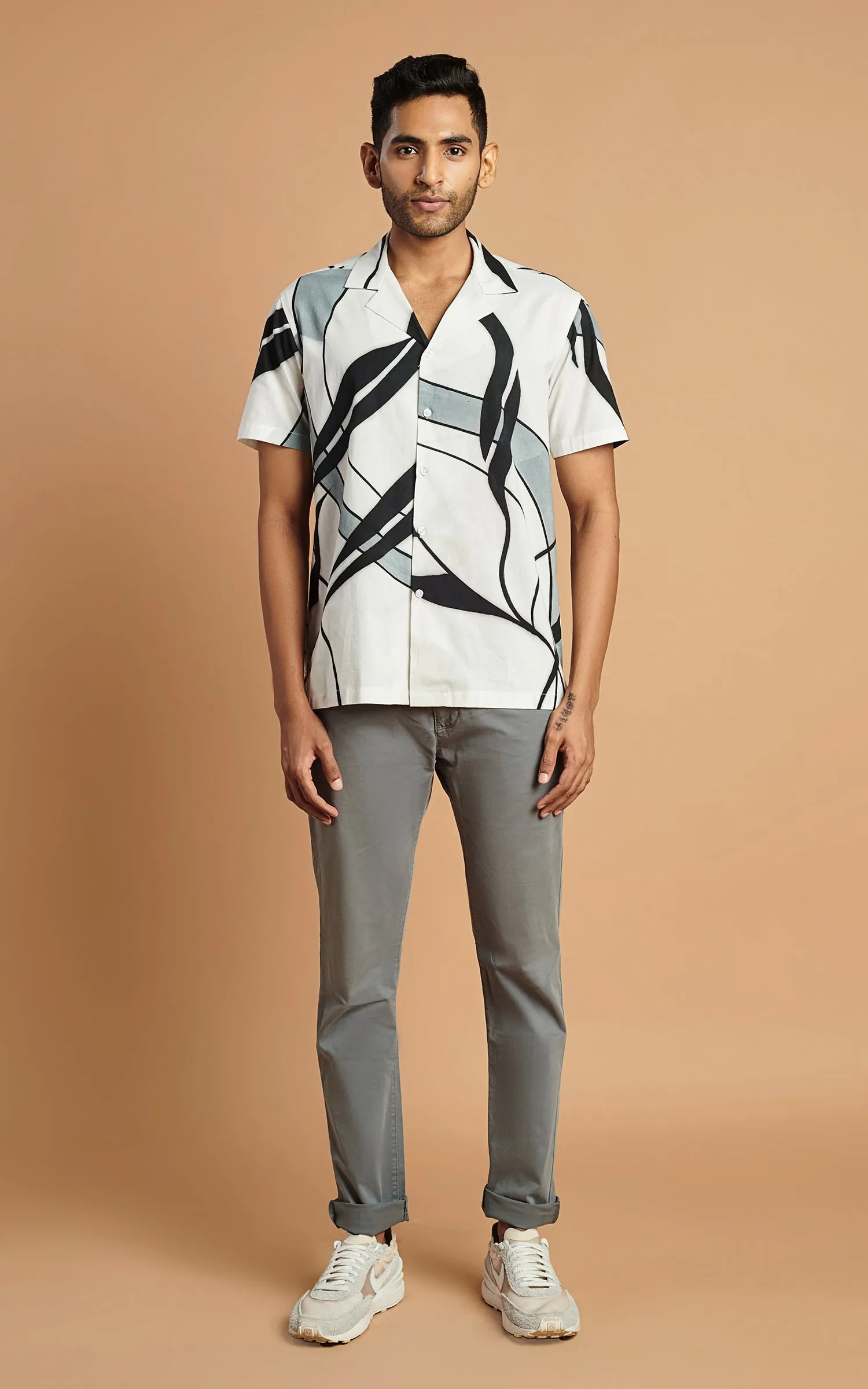 Black & Grey Abstract Printed Shirt