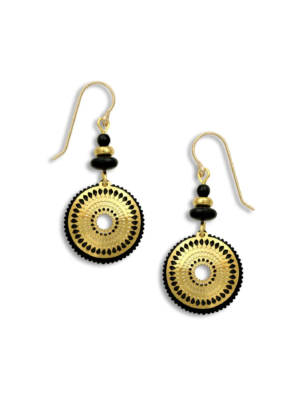 Black and Gold Mandala Dangles by Adajio