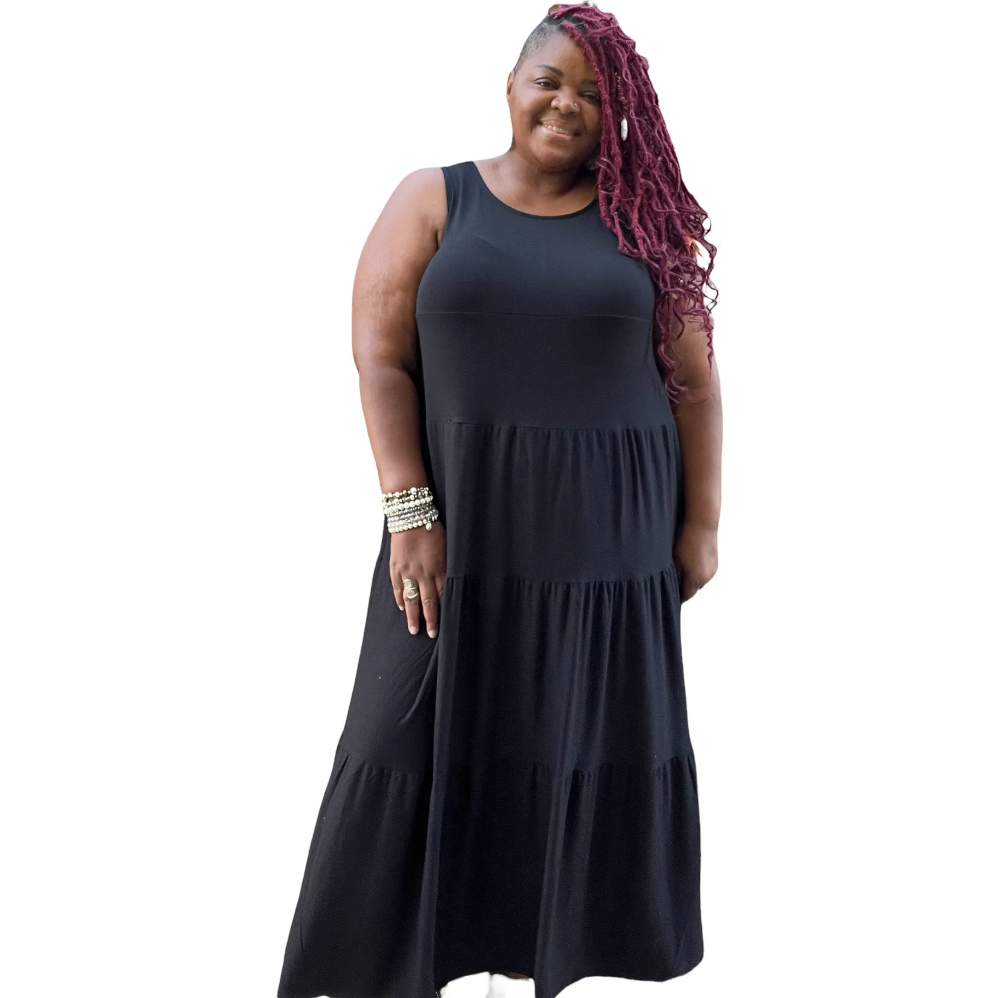 Black Fit & Flare Plus Size Maxi Dress