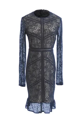 Black Long Sleeved Shift Lace Dress