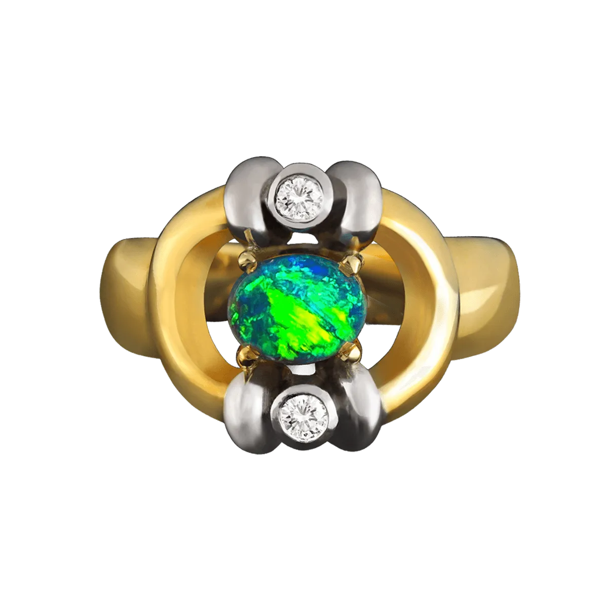 Black Opal, Diamond, 18K Gold & Platinum Ring