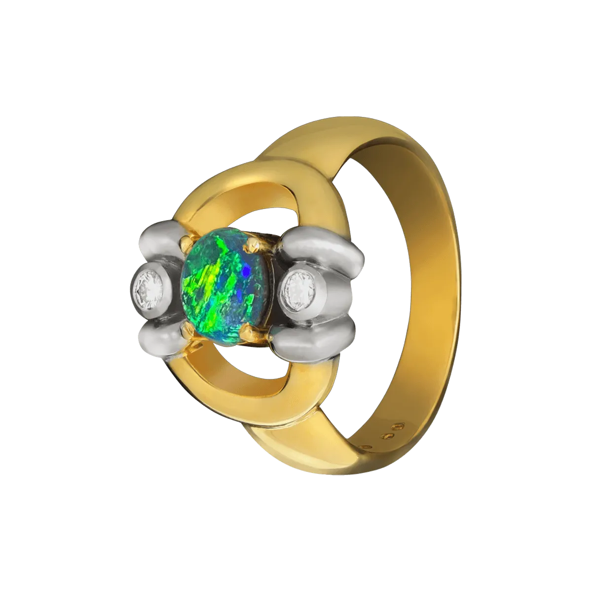 Black Opal, Diamond, 18K Gold & Platinum Ring