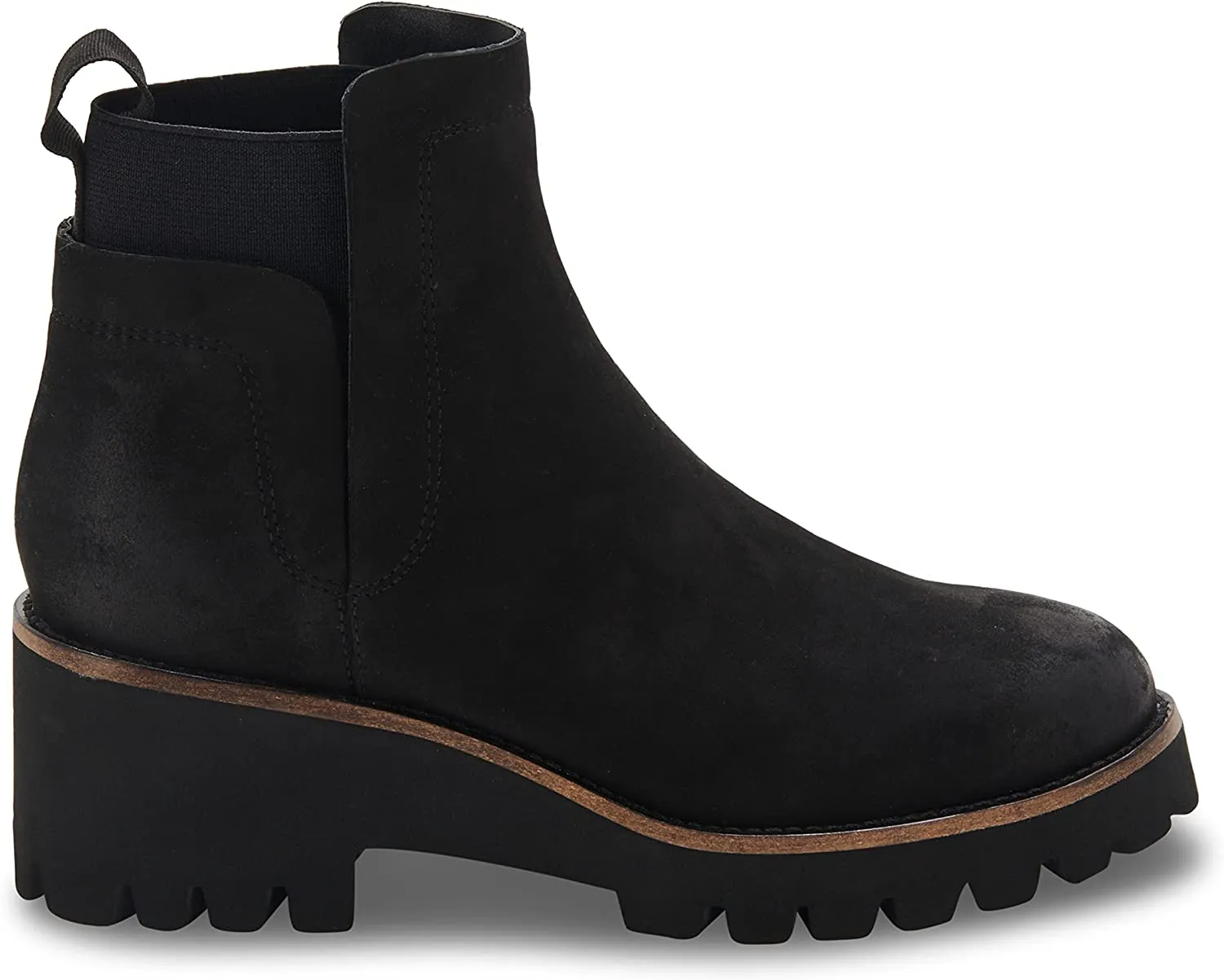 Blondo Danika Black Nubuck Rounded Toe Pull On Waterproof Block Heel Ankle Boots