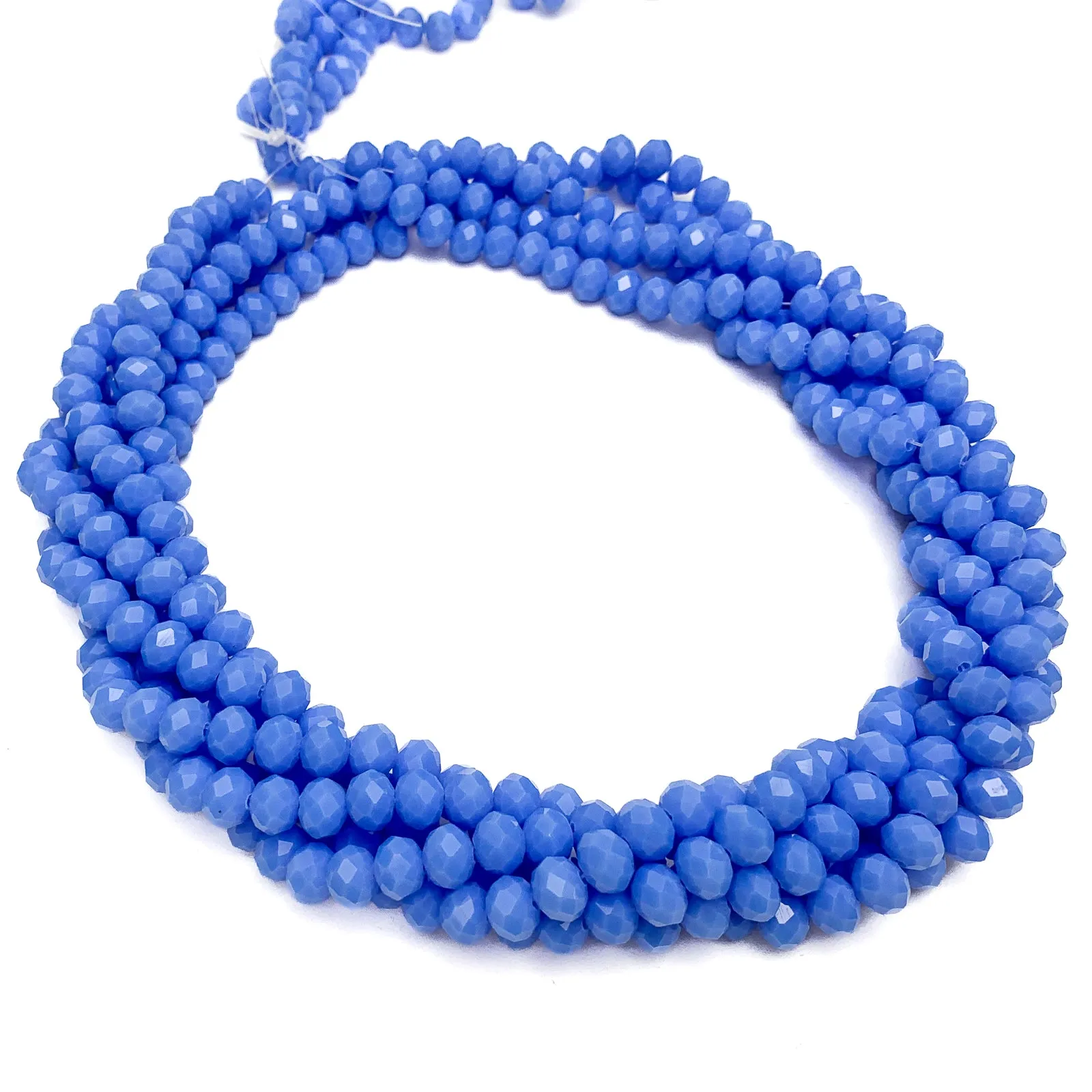 Blue Velvet 8mm Faceted Rondelle Glass Bead Strand