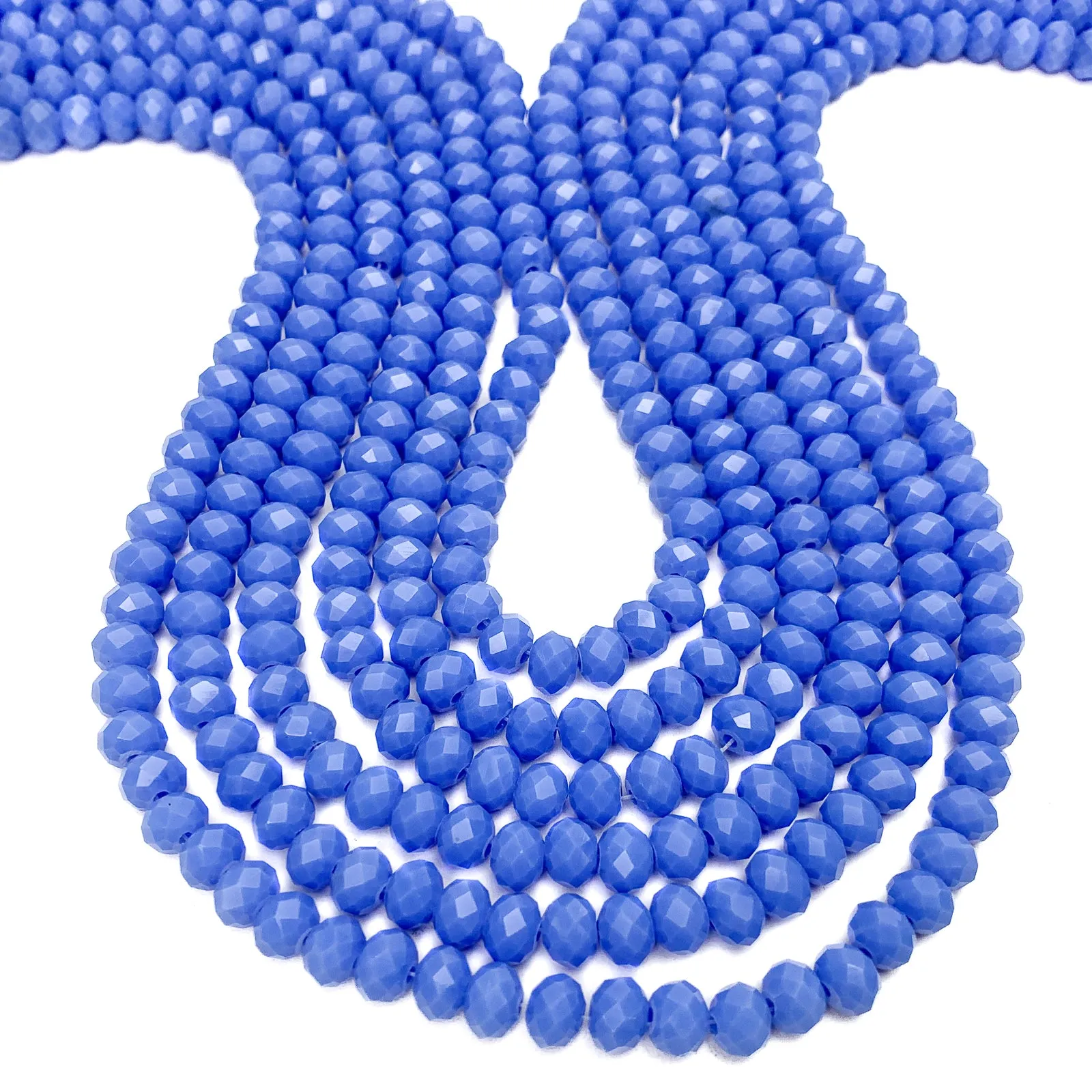 Blue Velvet 8mm Faceted Rondelle Glass Bead Strand