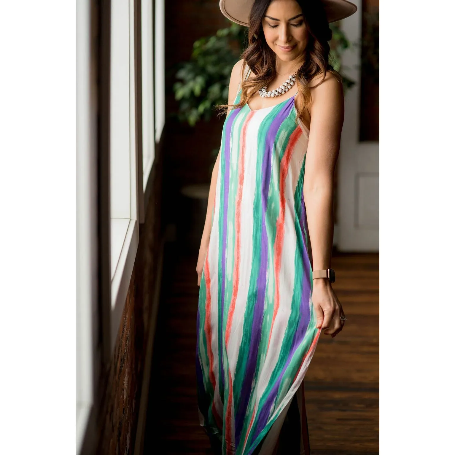 Brush Stroked Maxi Dress