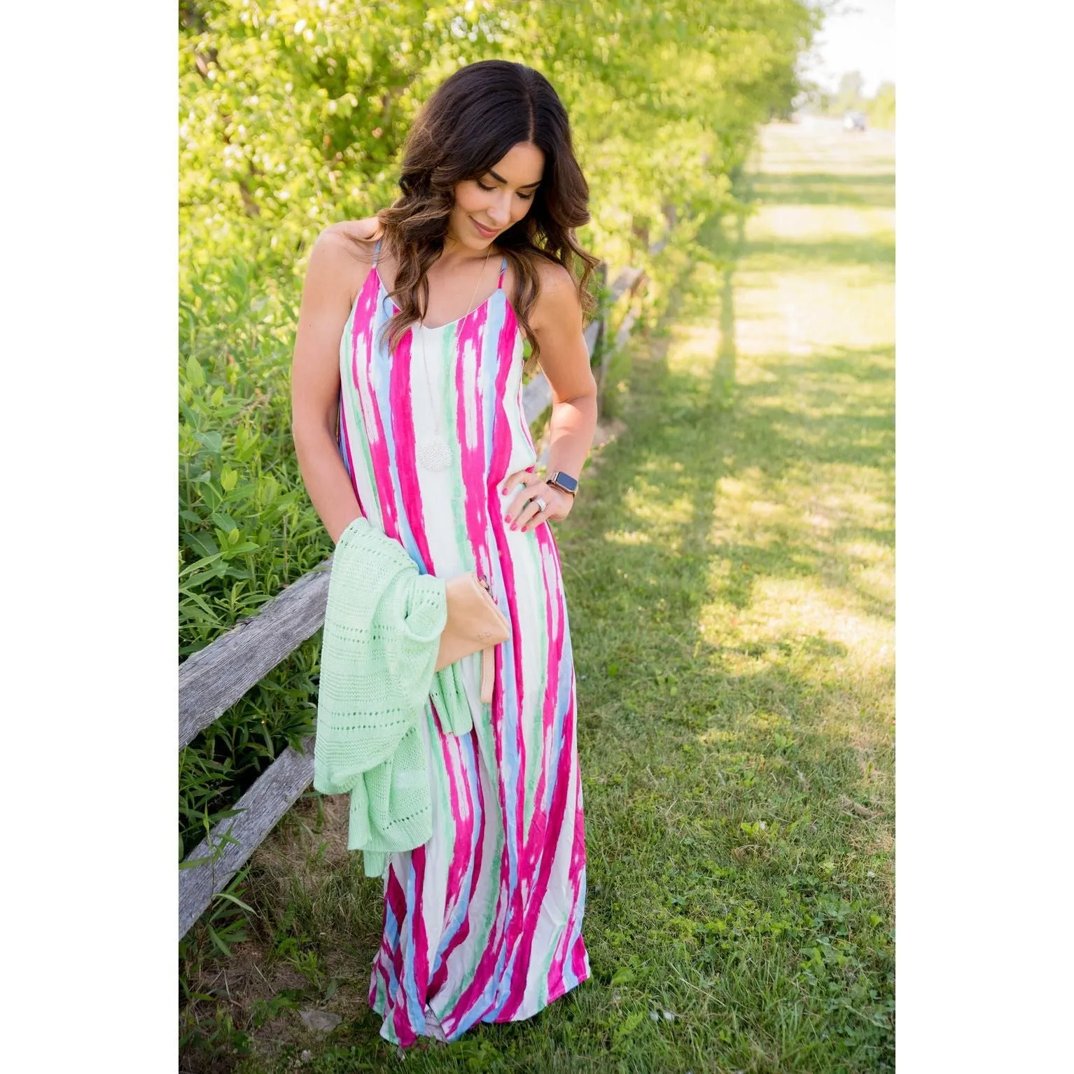 Brush Stroked Maxi Dress