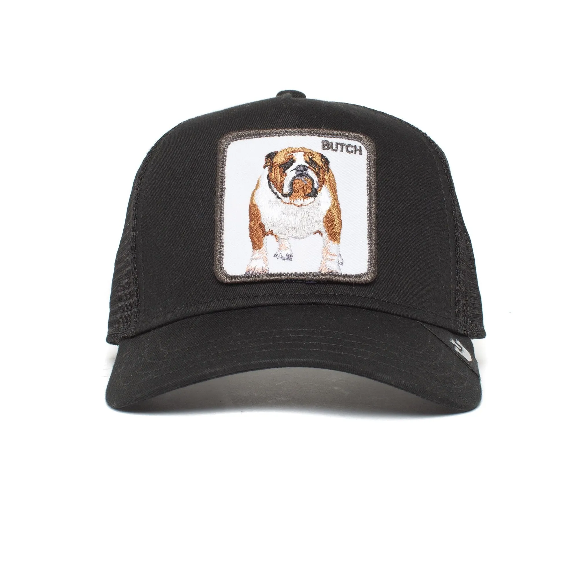 Bulldog Butch Brutus Drake The Farm Black Trucker Hat