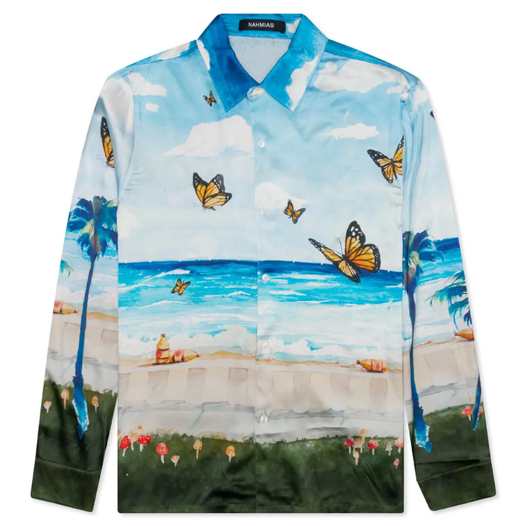 Butterfly Beach L/S Button Down - Blue Multi