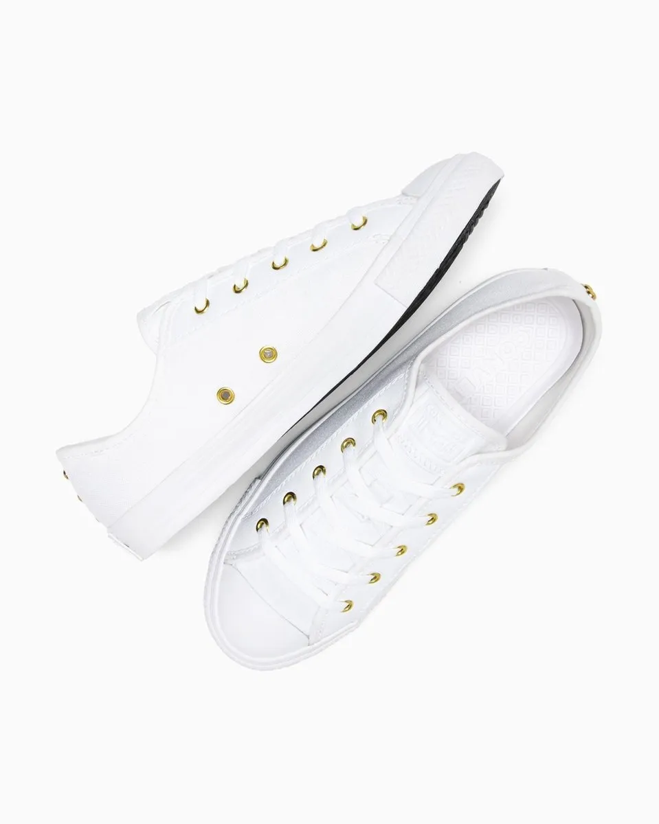 CONVERSE WOMEN'S ALL STAR STAR STUD WHT/GLD SHOES