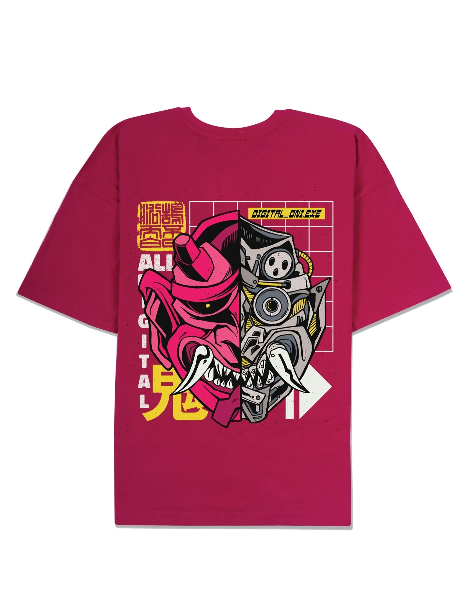 Cyber Monster Drop Shoulder Crew: Fuchsia