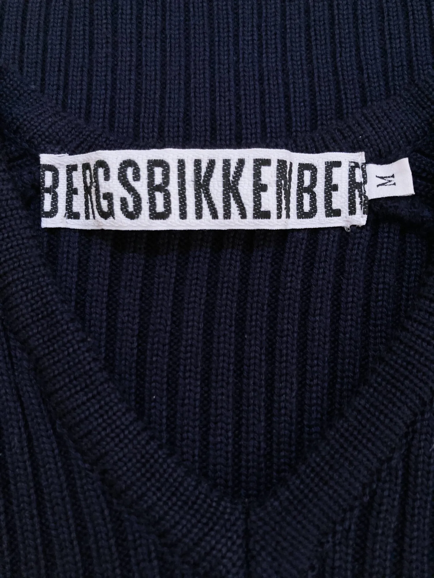 Dirk Bikkembergs navy wool rib knit striped v-neck jumper - M