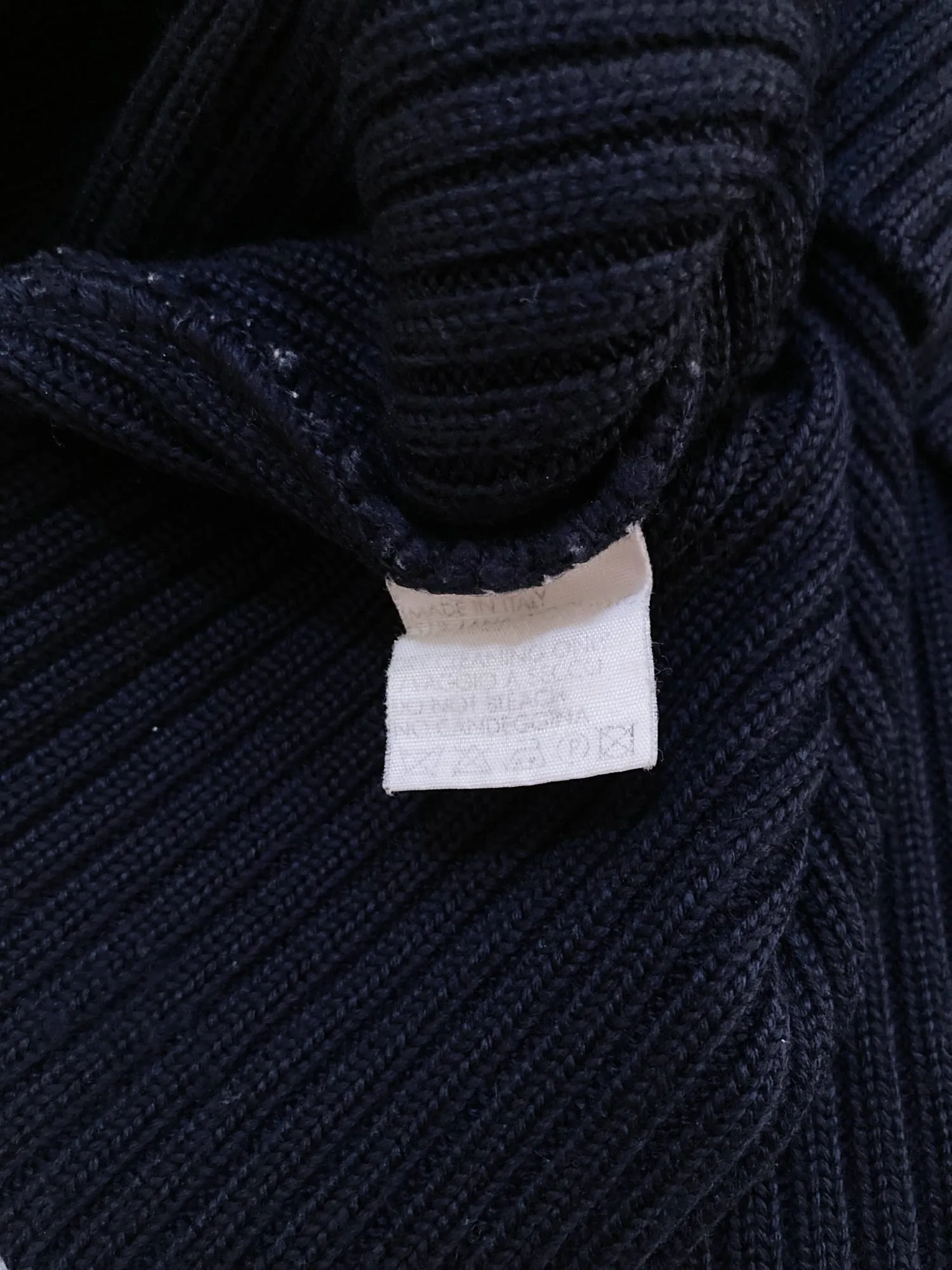 Dirk Bikkembergs navy wool rib knit striped v-neck jumper - M