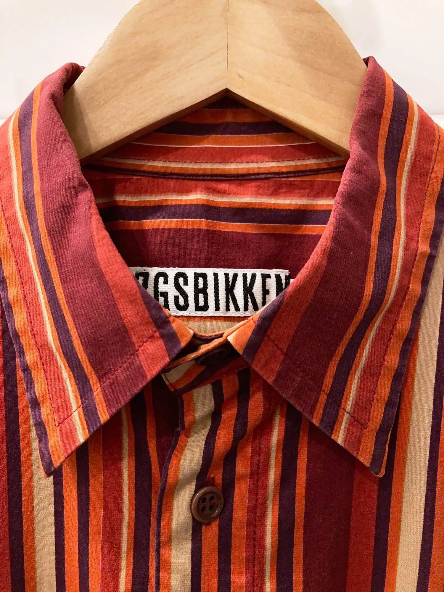 Dirk Bikkembergs red and orange cotton striped short sleeve shirt